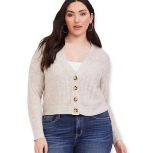 Torrid Sand Crop Boyfriend crochet type Cardigan with buttons - size 2 | 2X